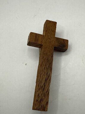 Handcrafted Rustic Wood Cross Brooch Minimalist Gothic Aesthetic Goth Alt Style